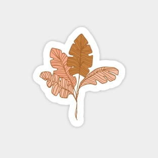 Contour Line Leaves on Taupe Sticker